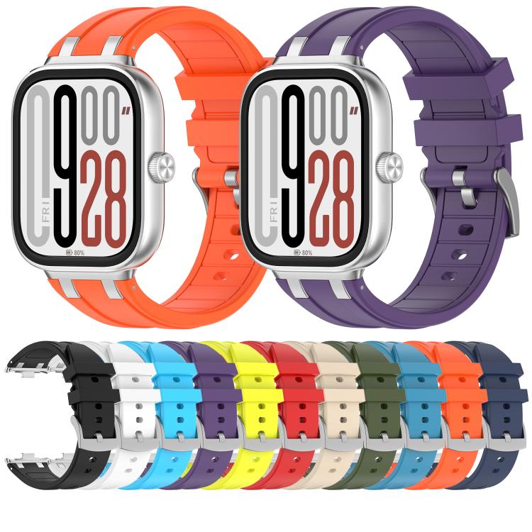 For Redmi Watch 5 / Xiaomi Smart Band 9 Pro Silver Metal Connector Silicone Watch Band(Starlight)