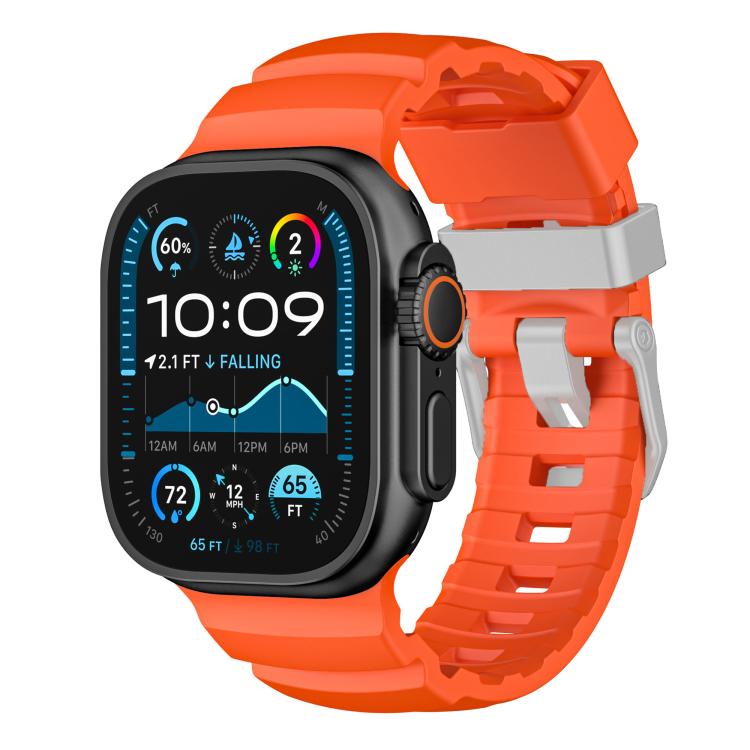 For Apple Watch 46mm / 49mm / 45mm / 44mm Titanium Buckle Field Path Fluororubber Watch Band(Orange)