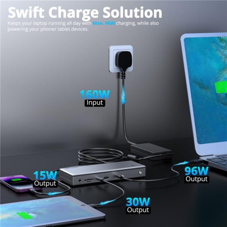 WAVLINK UTD45 96W Charging 8K / 4K Display Thunderbolt 4 Docking Station 13-in-1 Hub(US Plug)