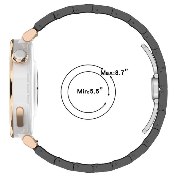 18mm Zinc Alloy Butterfly Buckle Ceramic White Metal Watch Band(Gold+White)
