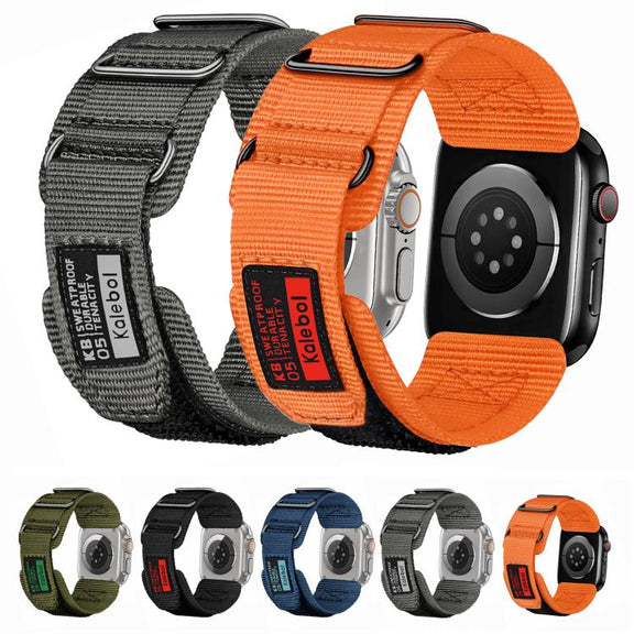 For Apple Watch 42mm / 41mm / 40mm / 38mm Kalebol Hook and Tri-Loop Nylon Watch Band(Orange)
