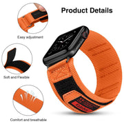 For Apple Watch 46mm / 49mm / 45mm / 44mm Kalebol Hook and Tri-Loop Nylon Watch Band(Orange)