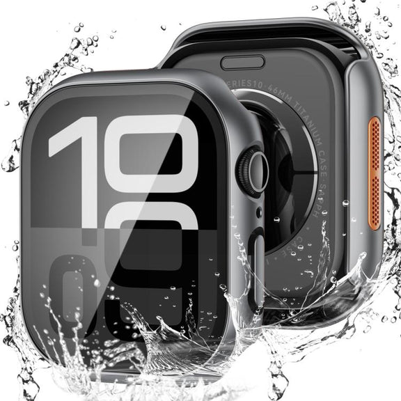 For Apple Watch Series 10 46mm Tempered Film Integrated PC Watch Protective Case(Original Machine Black)