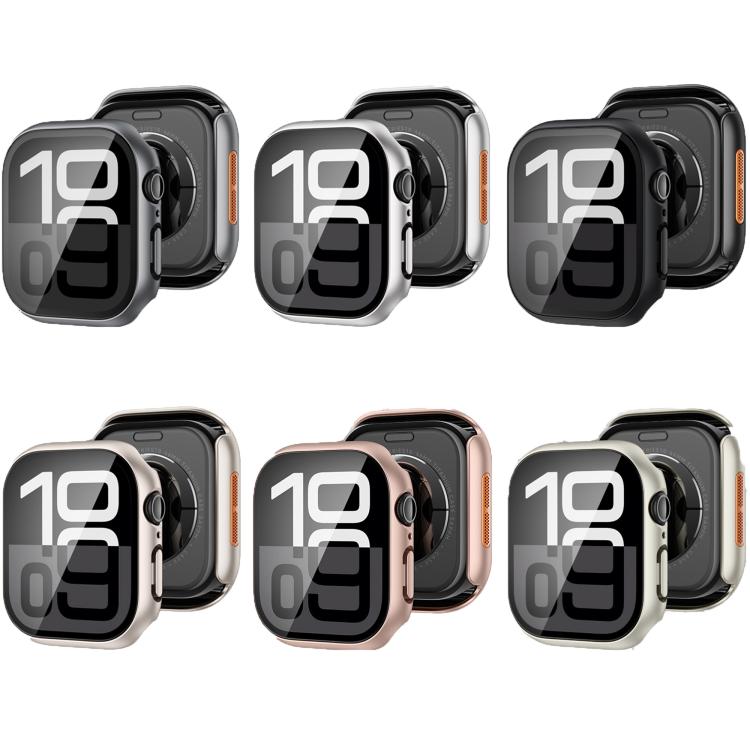 For Apple Watch Series 41mm Tempered Film Integrated PC Watch Protective Case(Original Machine Black)