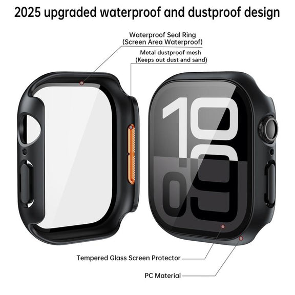 For Apple Watch Series 41mm Tempered Film Integrated PC Watch Protective Case(Original Machine Black)