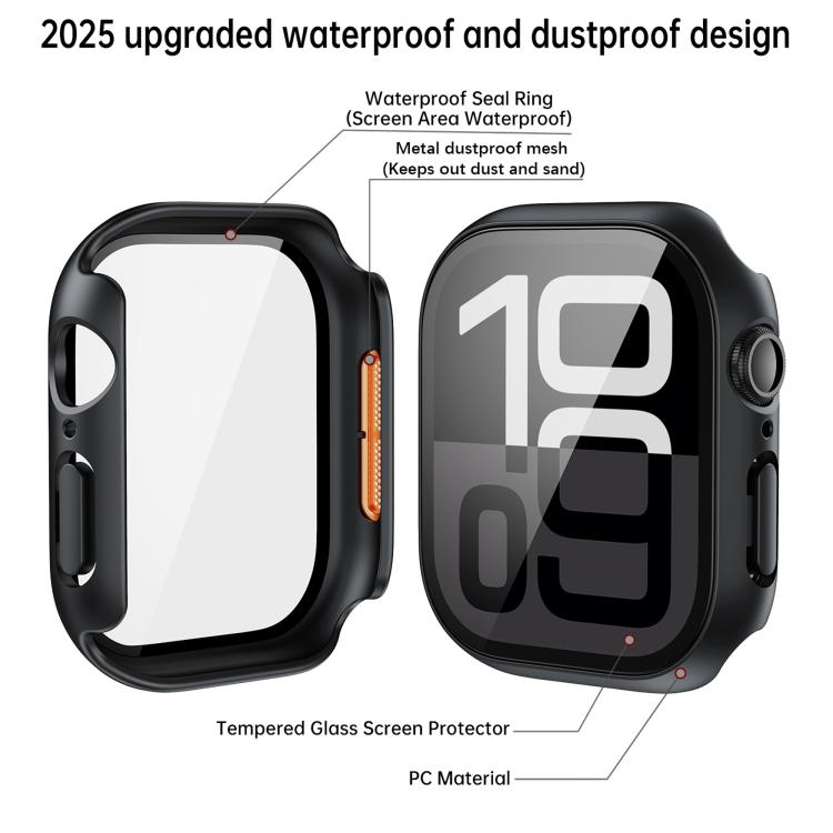 For Apple Watch Series 41mm Tempered Film Integrated PC Watch Protective Case(Original Machine Black)