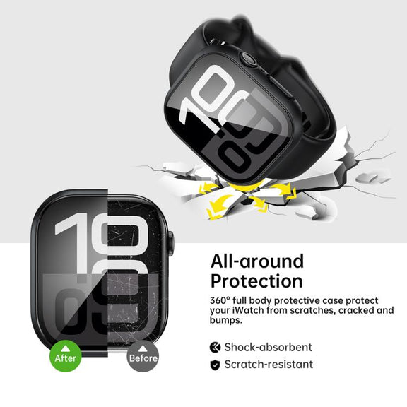 For Apple Watch Series 41mm Tempered Film Integrated PC Watch Protective Case(Original Machine Black)