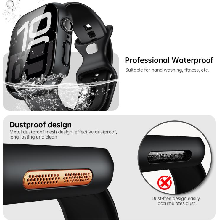 For Apple Watch Series 41mm Tempered Film Integrated PC Watch Protective Case(Original Machine Black)