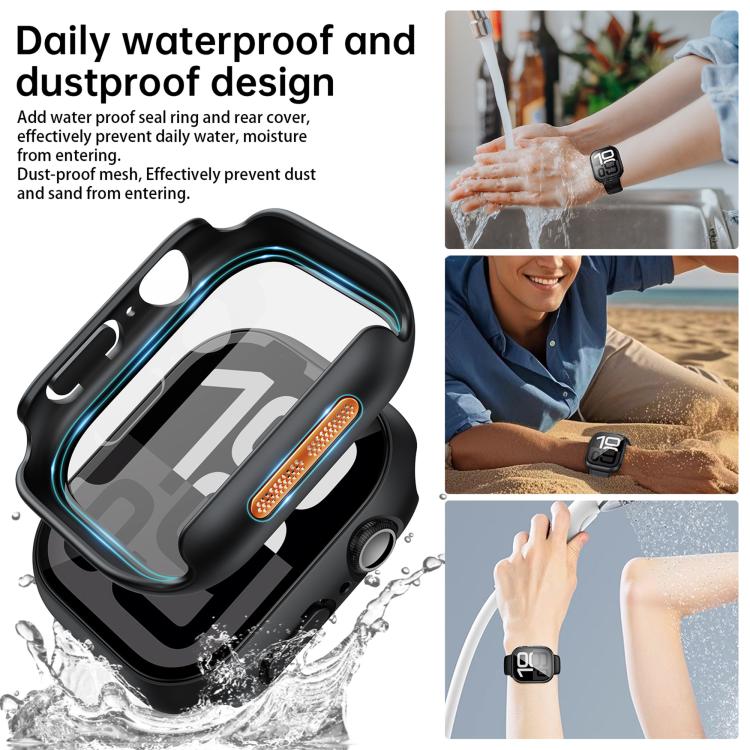 For Apple Watch Series 41mm Tempered Film Integrated PC Watch Protective Case(Original Machine Black)