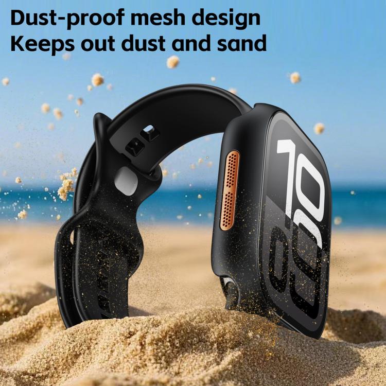 For Apple Watch Series 10 46mm Tempered Film Integrated PC Watch Protective Case(Original Machine Black)