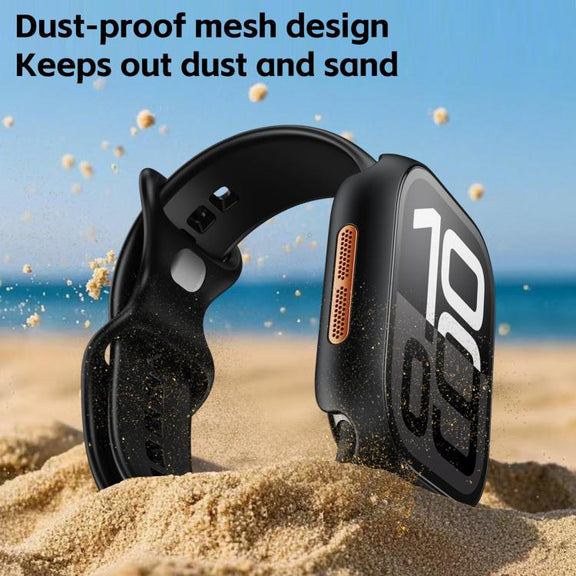 For Apple Watch Series 41mm Tempered Film Integrated PC Watch Protective Case(Original Machine Black)