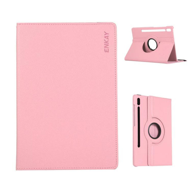 For Samsung Galaxy Tab S10 FE / S9 FE / S9 ENKAY 360 Degree Rotation Litchi Leather Smart Tablet Case(Pink)