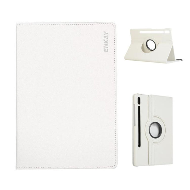 For Samsung Galaxy Tab S10+ / S9 FE+ / S9+ ENKAY 360 Degree Rotation Litchi Leather Smart Tablet Case(White)
