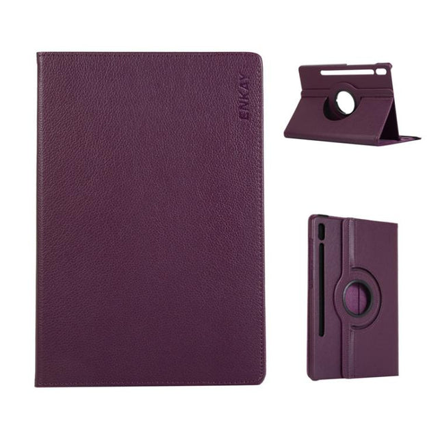 For Samsung Galaxy Tab S10+ / S9 FE+ / S9+ ENKAY 360 Degree Rotation Litchi Leather Smart Tablet Case(Dark Purple)