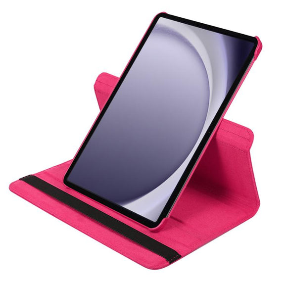 For Samsung Galaxy Tab A9 8.7 ENKAY 360 Degree Rotation Litchi Leather Smart Tablet Case(Rose Red)
