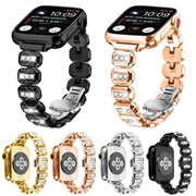 For Apple Watch 42mm / 41mm / 40mm / 38mm Small Square Diamonds Butterfly Buckle Watch Band(Silver)