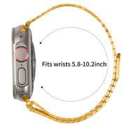 For Apple Watch 42mm / 41mm / 40mm / 38mm Nine-Bead Magnetic Loop Steel Watch Band(Gold)