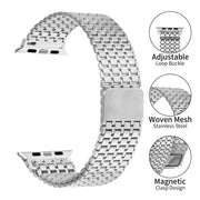 For Apple Watch 42mm / 41mm / 40mm / 38mm Nine-Bead Magnetic Loop Steel Watch Band(Silver)