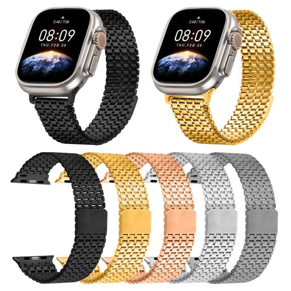 For Apple Watch 42mm / 41mm / 40mm / 38mm Nine-Bead Magnetic Loop Steel Watch Band(Silver)