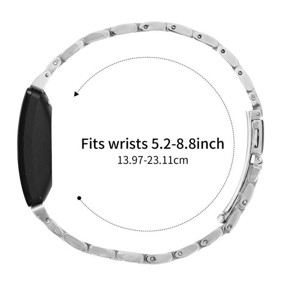 For Fitbit Inspire 1 / Inspire 2 Five Beads Slingshot Buckle Steel Watch Band(Silver Black)