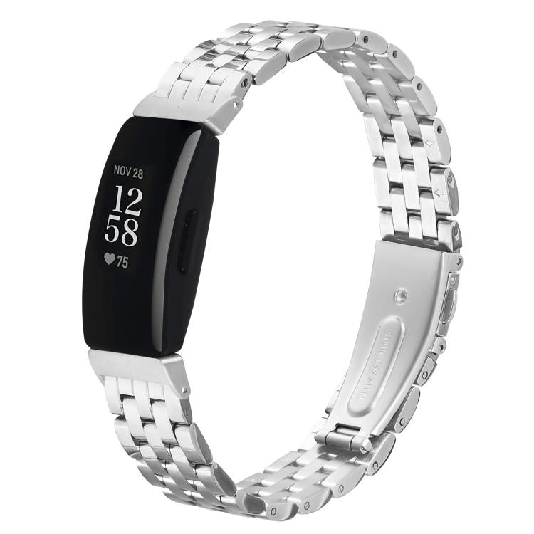 For Fitbit Inspire 1 / Inspire 2 Five Beads Slingshot Buckle Steel Watch Band(Silver)
