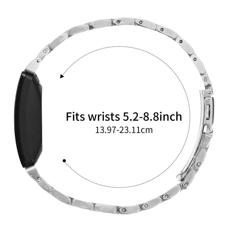 For Fitbit Inspire 1 / Inspire 2 Five Beads Slingshot Buckle Steel Watch Band(Silver)