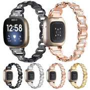 For Fitbit Versa 3 Oval Diamond Stainless Steel Watch Band(Gold)