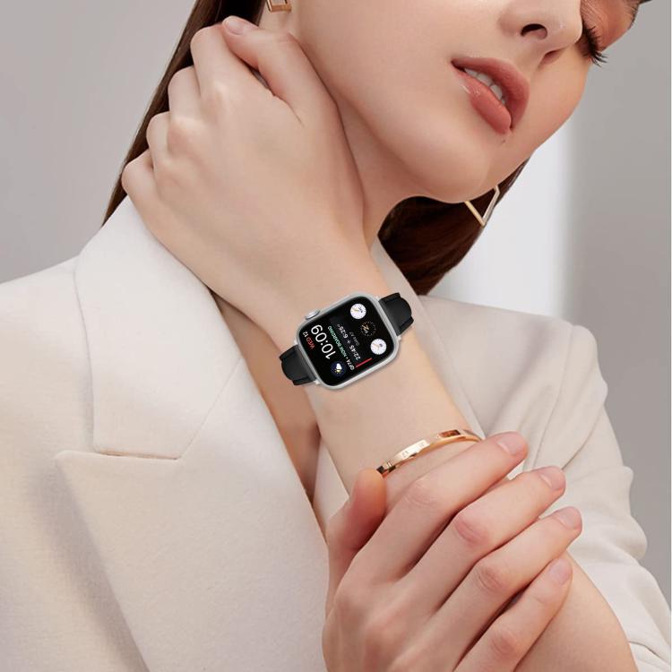 For Apple Watch 42mm / 41mm / 40mm / 38mm Small Waist PU Leather Watch Band(Black)