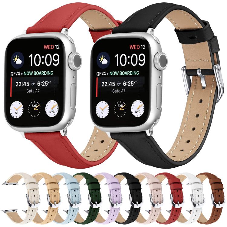 For Apple Watch 46mm / 49mm / 45mm / 44mm Small Waist PU Leather Watch Band(Sky Blue)