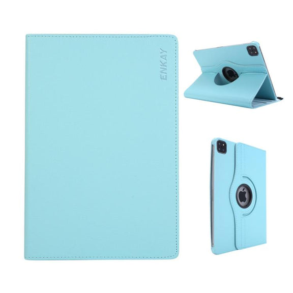 For iPad mini 2024 / mini 6 ENKAY 360 Degree Rotation Litchi Leather Smart Tablet Case(Light Blue)