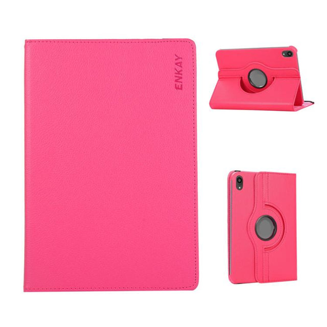 For iPad mini 2024 / mini 6 ENKAY 360 Degree Rotation Litchi Leather Smart Tablet Case(Rose Red)