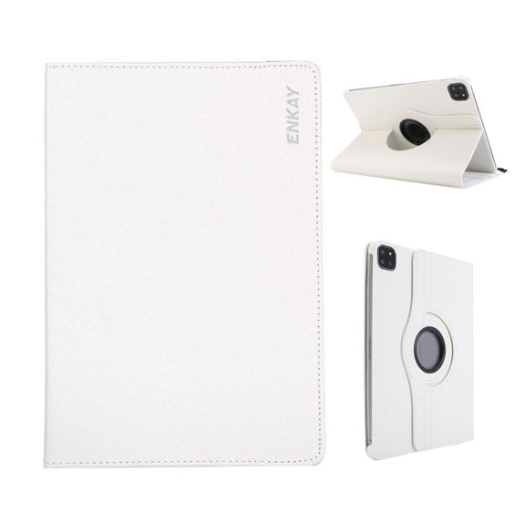 For iPad Pro 13 2024 ENKAY 360 Degree Rotation Litchi Leather Smart Tablet Case(White)