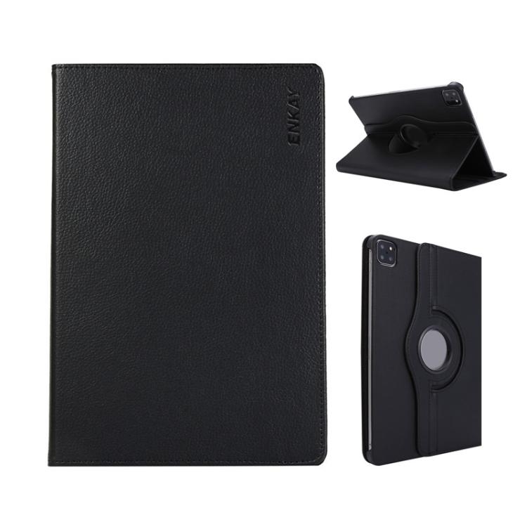 For iPad Pro 11 2024 ENKAY 360 Degree Rotation Litchi Leather Smart Tablet Case(Black)