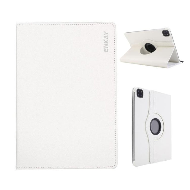 For iPad Pro 11 2024 ENKAY 360 Degree Rotation Litchi Leather Smart Tablet Case(White)
