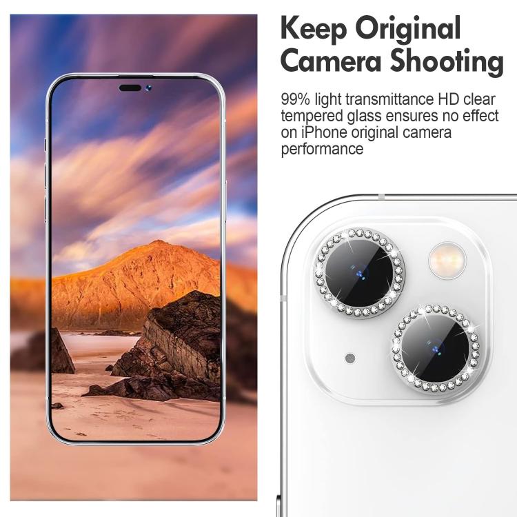 For iPhone 16e Kalebol Individual Camera Lens Diamond Ring Protector(Black)