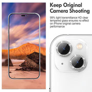 For iPhone 16e Kalebol Individual Camera Lens Diamond Ring Protector(Black)