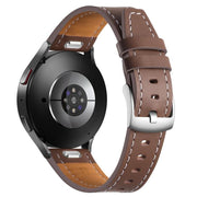 18mm Push Button Silver Steel Buckle Genuine Leather Watch Band(Brown)