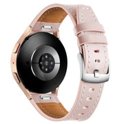 20mm Push Button Silver Steel Buckle Genuine Leather Watch Band(Light Pink)