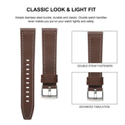 18mm Push Button Silver Steel Buckle Genuine Leather Watch Band(Light Pink)