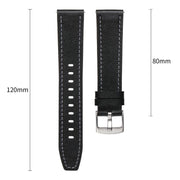 20mm Push Button Silver Steel Buckle Genuine Leather Watch Band(Beige)
