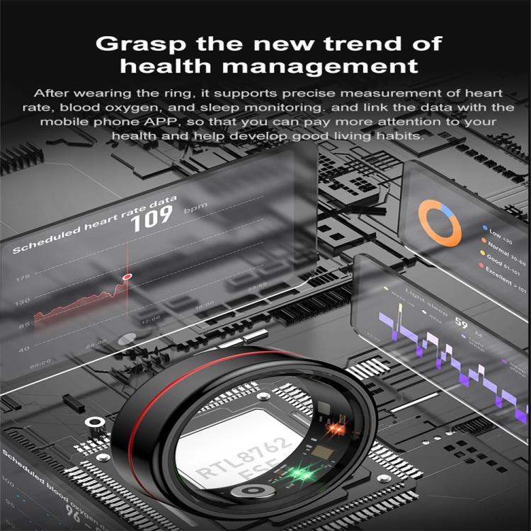 R04 SIZE 9 Smart Ring, Support Heart Rate / Blood Oxygen / Sleep Monitoring / Take Photos(Black)
