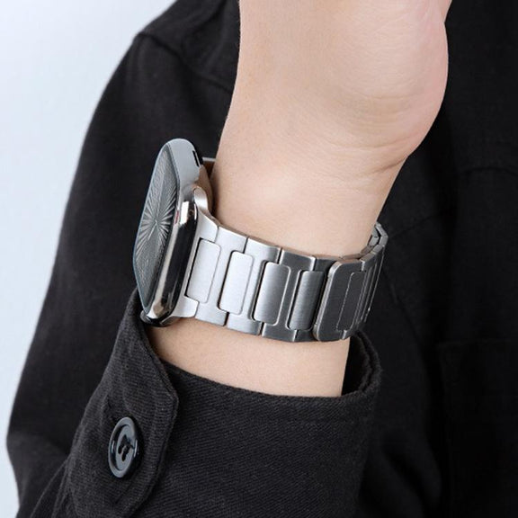 For Apple Watch 46mm / 49mm / 45mm / 44mm I-Beam Magnetic Stainless Steel Strap(Titanium Gold)