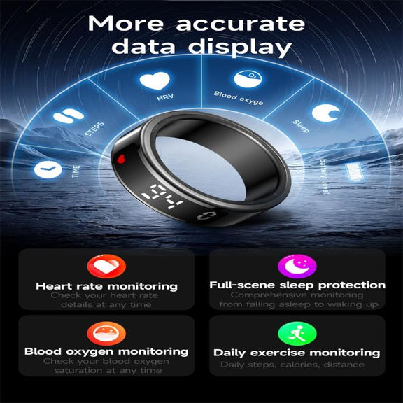 SY01 SIZE 8 Smart Ring, Support Heart Rate / Blood Oxygen / Sleep Monitoring / Multiple Sport Modes(Black)