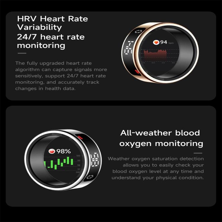 SY01 SIZE 13 Smart Ring, Support Heart Rate / Blood Oxygen / Sleep Monitoring / Multiple Sport Modes(Black)