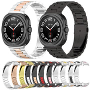 For Samsung Galaxy Watch 8 40 / 44mm Three Beads Stainless Steel Watch Band with Removal Tool(Silver Gold)