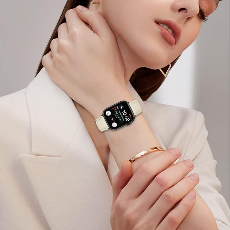 For Apple Watch 42mm / 41mm / 40mm / 38mm Lychee Texture Black Turtle Back Buckle Leather Watch Band(Pink)