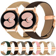 For Samsung Galaxy Watch 7 40 / 44mm Lychee Texture Rose Gold Turtle Back Buckle Leather Watch Band(Black)