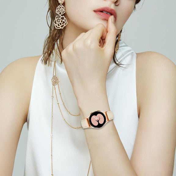 For Samsung Galaxy Watch 7 40 / 44mm Lychee Texture Rose Gold Turtle Back Buckle Leather Watch Band(Black)