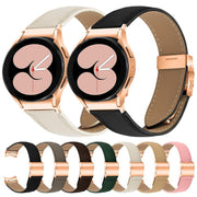 For Samsung Galaxy Watch 7 40 / 44mm Quick Release Lychee Texture Rose Gold Turtle Back Buckle Leather Watch Band(Black)
