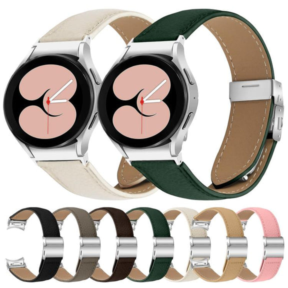 For Samsung Galaxy Watch 7 40 / 44mm Quick Release Lychee Texture Silver Turtle Back Buckle Leather Watch Band(Coffee Color)